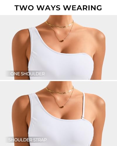 SUUKSESS Women Mesh One Shoulder One Piece Swimsuit Tummy Control Bathing Suit2