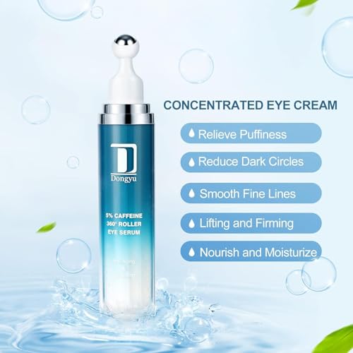 Dongyu Caffeine Eye Cream for Dark Circles: Under Eye Cream Morning Skincare - Daily Eye Serum for Eyelids Puffiness (Formula Upgraded)