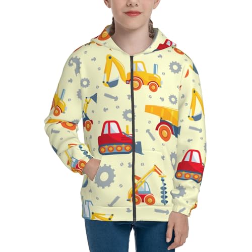 Heavy Equipment Kid Hoodies Boys Zip Up Sweatshirts Girls Pullover with Pocket3