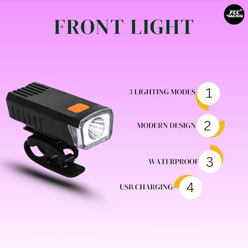 Image of Indicator Back Light and Front Light Combo for Bicycle - USB Charge, Waterproof