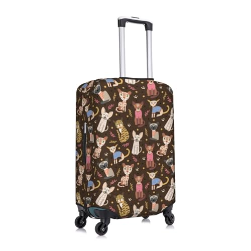 Artsy Cute Painted Cats Luggage Cover Protector Anti-Scratch Washable Fits 18-32 Inch Luggage-Medium3