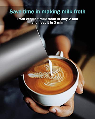 Milk Frother, Ezbasics Electric Milk Steamer Stainless Steel, 8Oz/237Ml Automatic Hot And Cold Foam Maker, Milk Warmer For Coffee, Latte, Cappuccinos With Two Whisks For Frothing And Heating Milk #TOP5