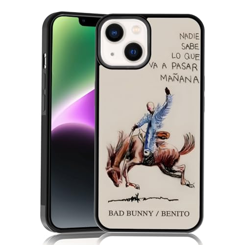 MMYAJT Bad Cute Bunny Phone Case Fit for iPhone 16 15 14 13 12 11 Plus Pro Max Mini Xr Xs Max, TPU Shockproof Nadie Sabe Lo Que Va a Pasar Mañana Music Album Phone Cover Gift for Boy Girl Men Women
