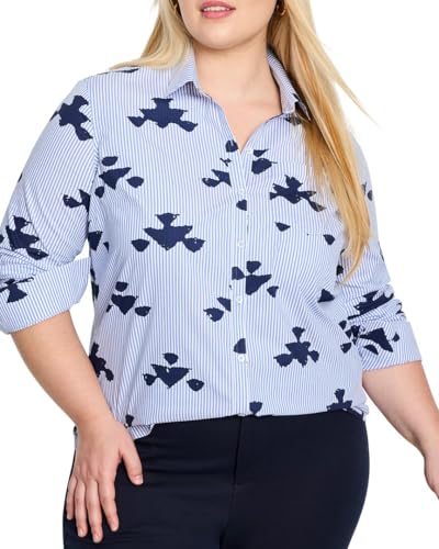 NIC+ZOE Women's Stamped Stripe Woven Shirt