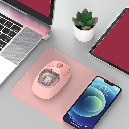 Souris sans fil Bluetooth rose silencieuse avec éclairage RVB rechargeable - 5