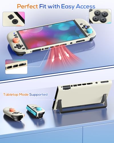 Image of FYOUNG Upgrade Switch 2 Protective Case&Screen Protector Set, Dockable Cover Hard Shell for Nintendo Switch 2 2025 Console Accessories,Travel-Friendly,Kickstand Cutouts(Apricot, for Switch 2 7.9inch)