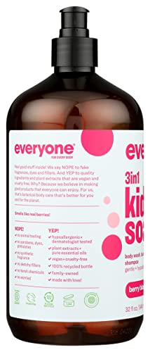 Image of Everyone 3-In-1 Berry Blast Scent Gentle And Hypoallergenic Kids Soap, Gluten Free, 32 Fluid Ounce (Pack Of 2)