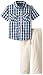 U.S. Polo Assn. Little Boys' Twill Pant and Plaid Sport Shirt Set