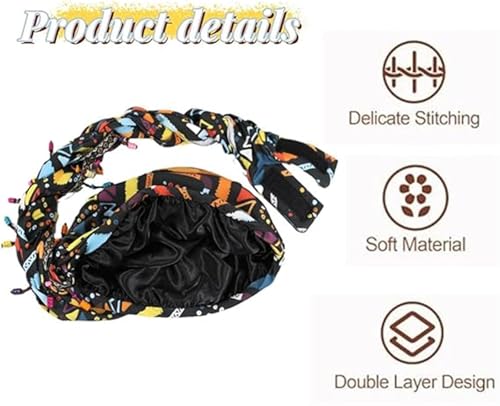 Stretchy Adjustable Women's Beaded Headscarf Hat, Boho Satin Lined Halo Turban Decorative Hats3