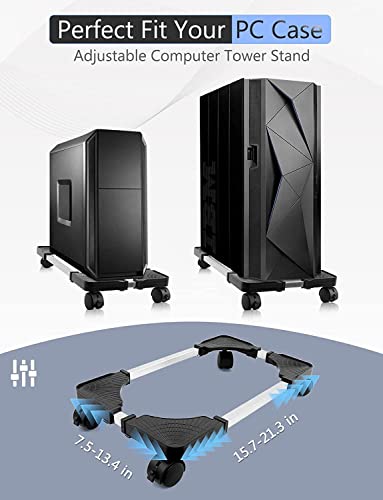 image for Seloom Computer Tower Stand, PC Stand, Adjustable Mobile CPU Stand wit