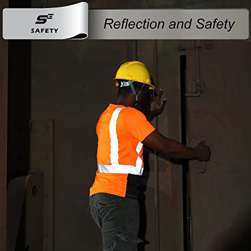 sesafety Hi Visibility Shirts for Men, Safety Shirts with Reflective Strips Class 2, Hi Vis Construction Work Shirt with Pocket Orange 4XL - Image 5