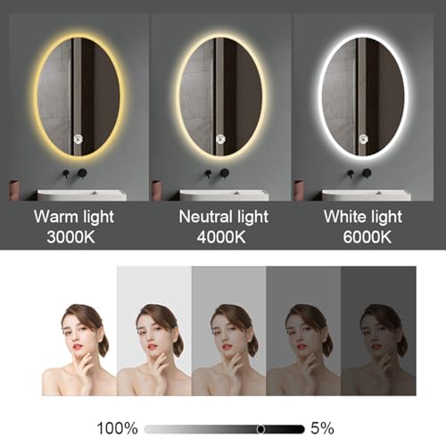 Miroir de salle de bain éclairé par LED 70x90 cm avec commande tactile