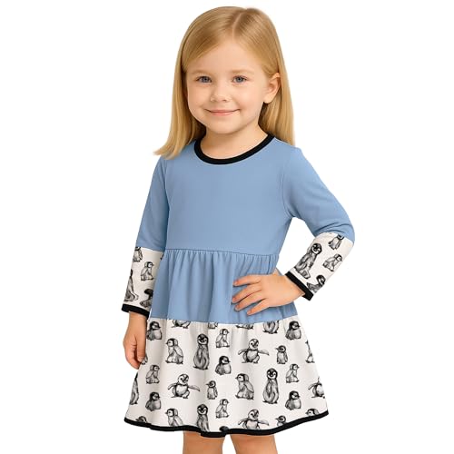 Organic Cotton Floral, Penguin and Hippo Animal Print Dress