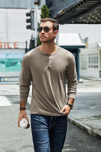 COOFANDY Men's Henley T-Shirt Long Sleeve Casual Lightweight Pullover Shirts Soft Stretch Basic Tees Fall Tops2