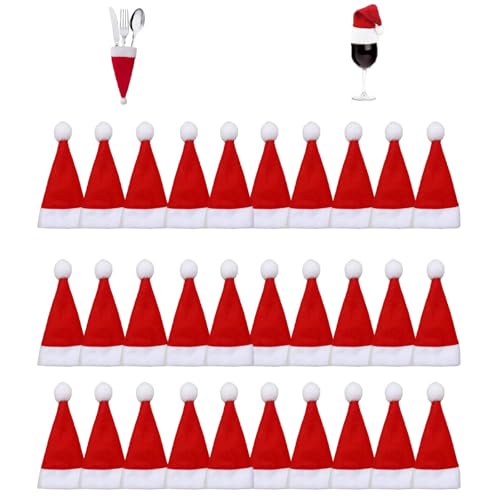 Hyfkjdm 30 Stück Mini Weihnachtsmütze Set, Schal, Strickmütze für...