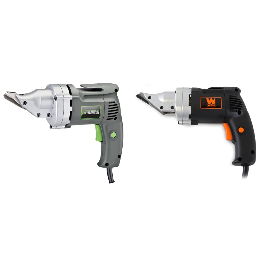 Photo 1 of Genesis GES40 4-Amp 14-Gauge Swivel-Head Variable-Speed Power Metal Shear & WEN Metal Shear, Swivel Head, Variable Speed, 18-Gauge, 4-Amp (3650) Power Shear + Metal Shear