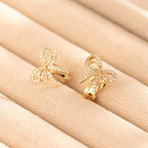 Aretes Clip con Moño Rojo para Mujer miniatura 3
