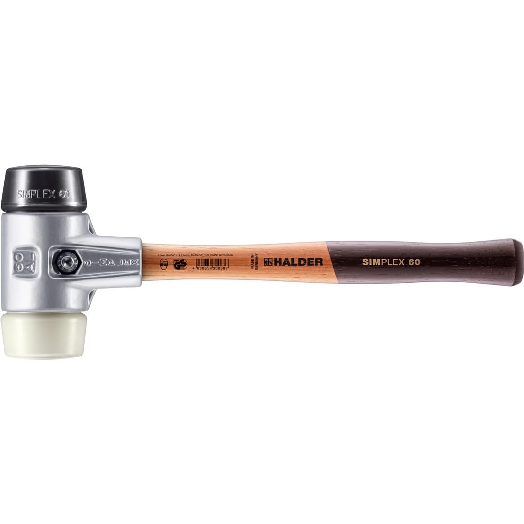 Maillet SIMPLEX, Caoutchouc chargé/nylon; avec boîtier en aluminium et manche en bois | D=60 mm | 3128.060