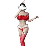 Temptshow Frauen Sexy Weihnachtsmann Damen Dessous Cosplay Anime Naughty Damen Weihnachten Dessous Pyjama Nachthemd (rot4)