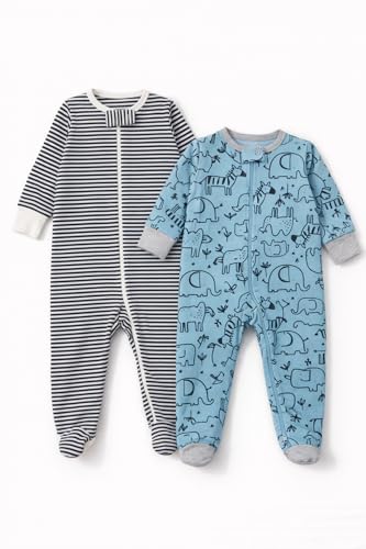 Image of TuddyBuddy 100% Cotton Multi Color Zipper Romper Sleepsuit /Romper /Jumpsuit for Baby Boy & Baby Girl
