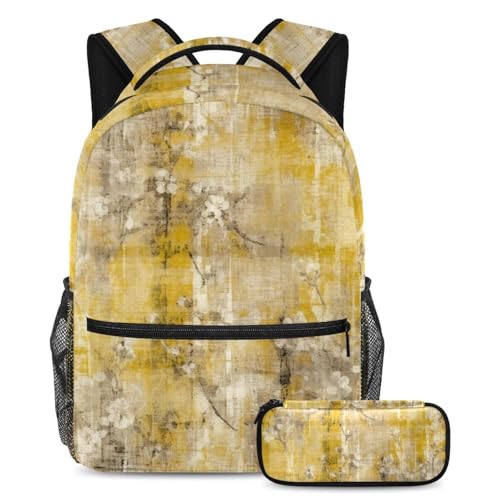 Sac à dos avec trousse à crayons grand volume ensemble de cartables jaune