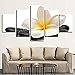 Produktbild Laimi Bilder 5 Teilig Leinwandbilder Töne Plumeria Rubra Blume Bild auf Leinwand Wandbild Kunstdruck Wanddeko Wand Wohnzimmer Wanddekoration Deko Panorama Stadt Mit Holzrahmen