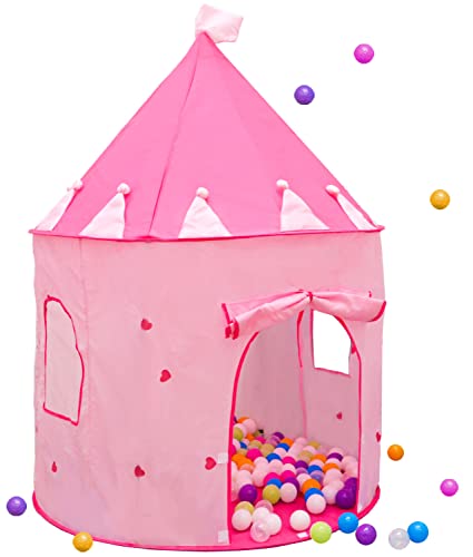 LittleTom Bällebad Mädchen - 300 Bälle - 100x100x135 Kinderzelt für Drinnen & Draußen - Spielzelt Kinder Bällebad Baby Zelt Deko Kinderzimmer - Baby Spielecke Indoor Spielplatz Kinder Spiel Haus Zelt