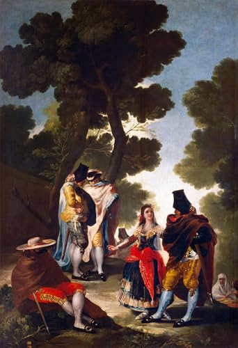 Art Tableau une Maja et des Galants de Goya décoration murale pour grand salon chic
