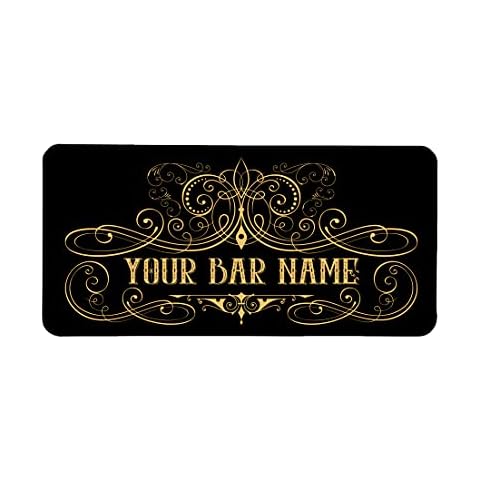 Personalised Bar Runner Borderless Mat Traditional Ornate Elegant GOLD Home Lockdown Pub Bar Beer Rubber Spill Mats Customised Cocktail Bar Old Whiskey Pub Sign Gift Idea Cover