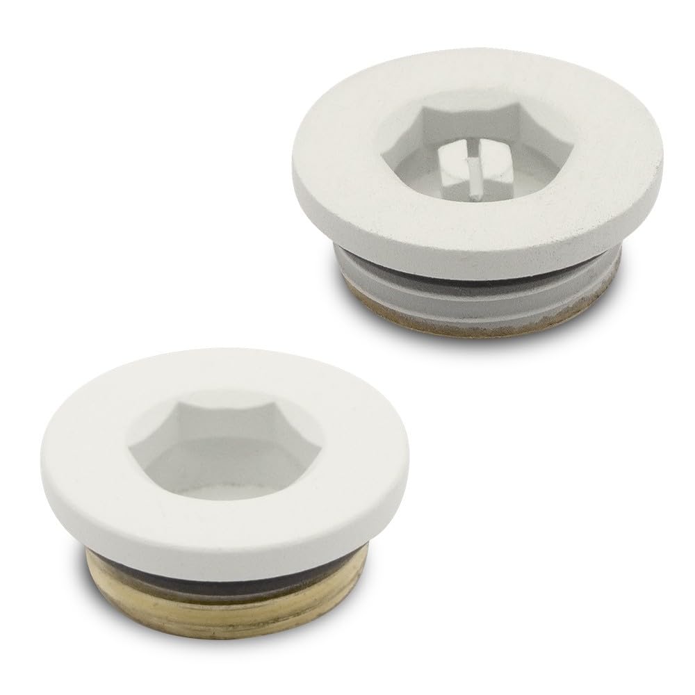 Bleed Valve & Blanking Plug Set For Radiators & Towel Rails - Matt White