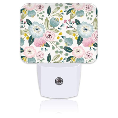 Image of Sweet Colors Flowers Night Light Plug into Wall, Lovely Floral Night Light with Dusk to Dawn Sensor for Kid Girls Boys Women Men Room, Hallway, Kitchen, Bathroom, Stairs Decor