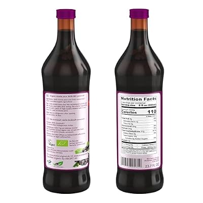 Aronia Original Organic Aronia Berry Juice 23.7 Fl Oz - 100% Pure Chokeberry Juice, Not from Concentrate, Amber Glass Bottle - No Additives, Vegan & Non-GMO