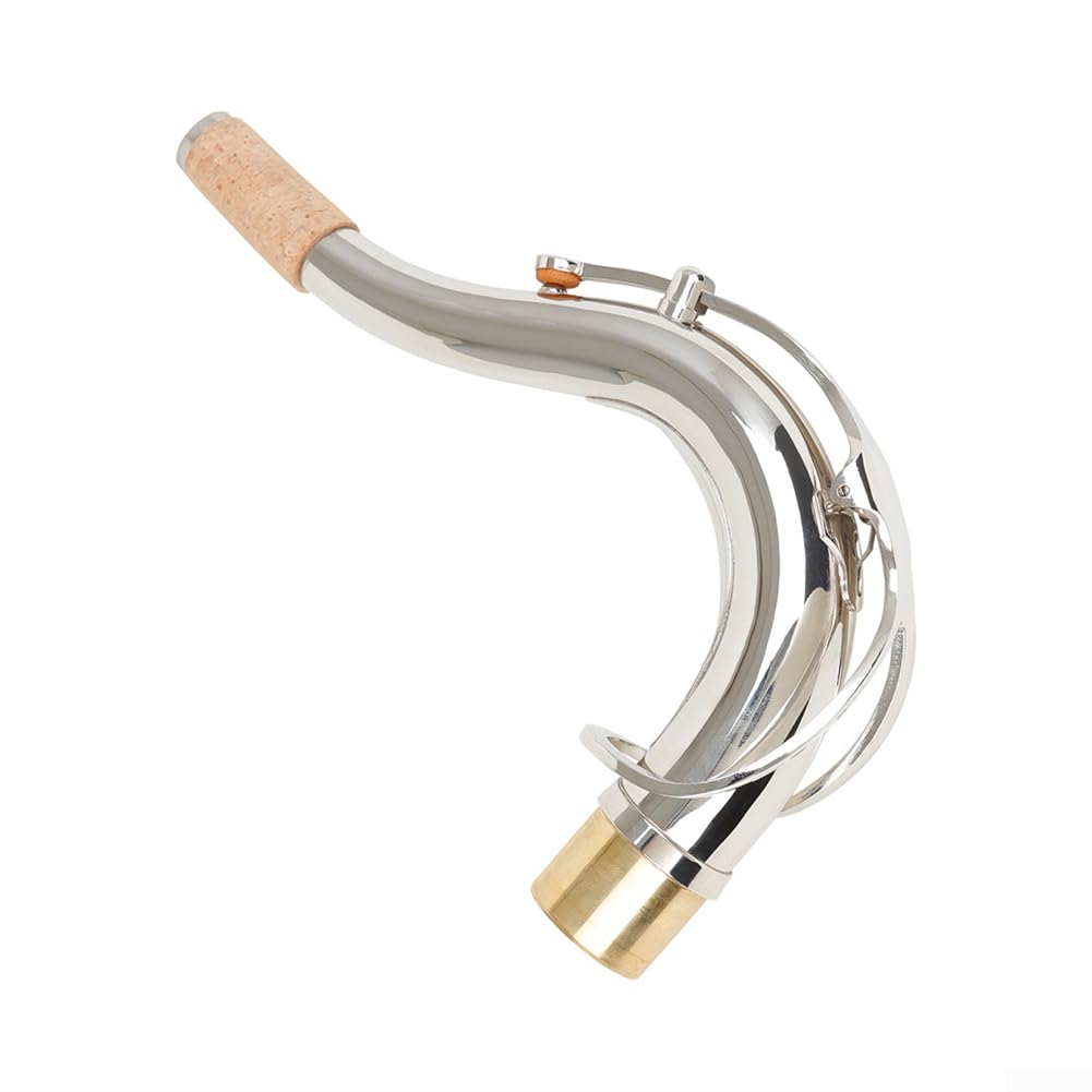 Latón Saxofón Tenor Cuello 27.5mm Bend Pipe con Pad para Bb Sax Parte (Plata)