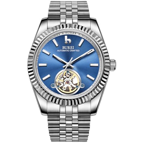 Image of BUREI Men's Classic Luxury Watch Stainless Steel Waterproof Machine Watch Fashion Double Watches Date Sapphire Crystal
