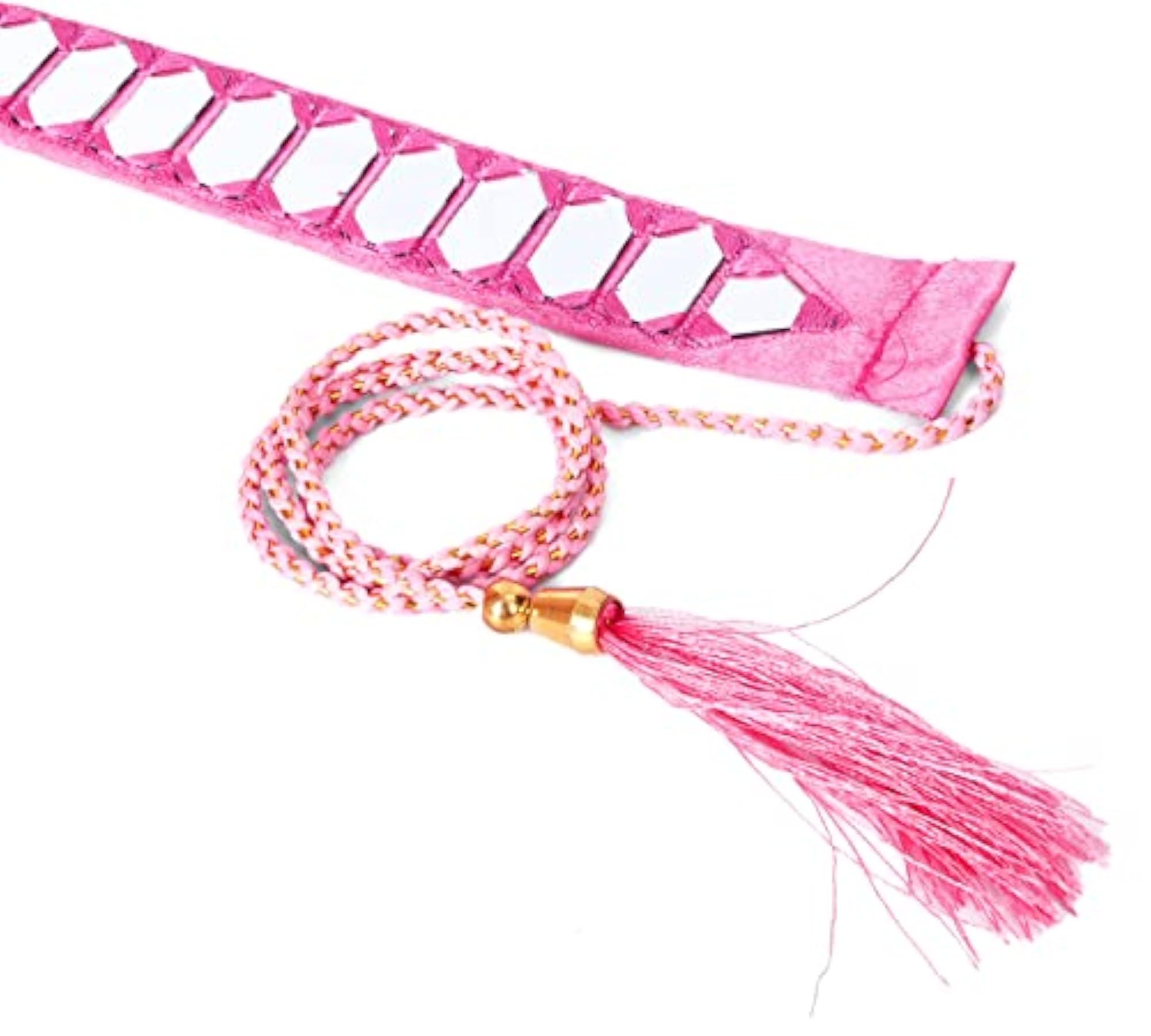 Women's Hexagon Shape Mirror Work Fashion Kamarband