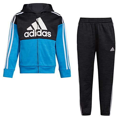 adidas boys Long Sleeve Color Block Mélange Fleece Jacket Set