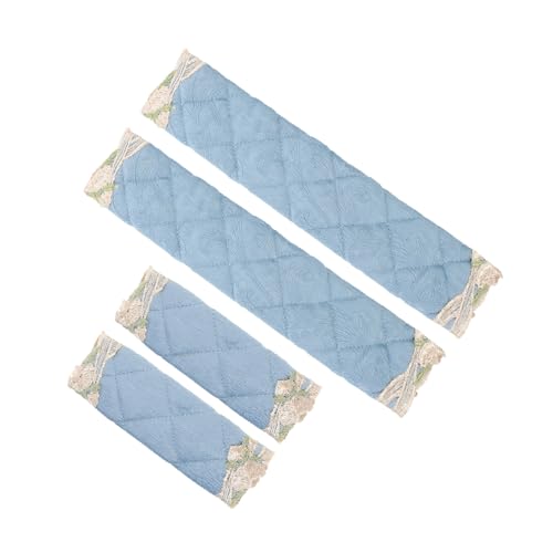 SEWACC 4 piezas Protector para Manijas de Frigorífico con Diseño Floral Acolchado Azul Cubre Tiradores de Puertas para Cocina Resistente y Lavable Adecuado para Microondas y Horno