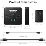 MEIRIYFA Przełącznik USB 2.0 2 w 2 out USB-A Selector 2 komputer, dzielenie się 2 urządzeniami USB do drukarki, klawiatury, skanera, myszy z 2 kablami USB i kontrolerem pulpitu