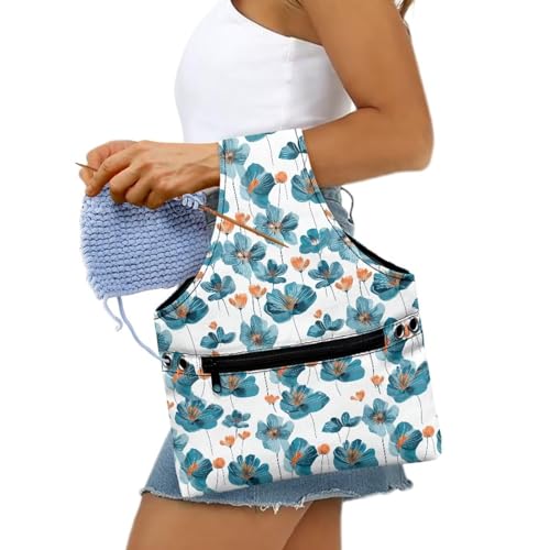 Image of Flower Yarn Bags with Holes for Crochet for Women Knitting Yarn Storage Bag Organizer Small Crochet Organizers and Storage Lightweight Knitting and Crochet Supplies