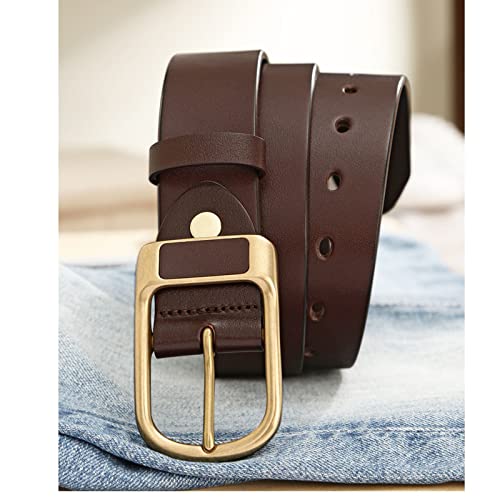 Men's Classic Dress Belt,Soft PU Solid Color Alloy D-Shaped Pin Buckle Casual Business Belt,Brown,110CM/43.3''3