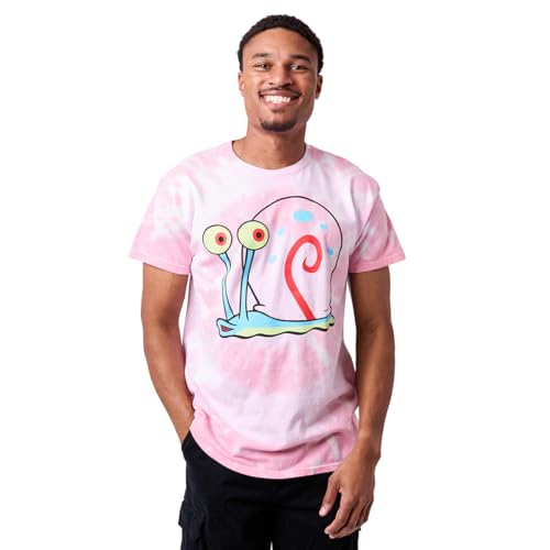 Spongebob Squarepants Big Face Gary Adult Pink Spiral Tie-Dye Crew Neck Short Sleeve T-Shirt2