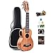 21 inch Solid Mahogany Top and Back - Caramel CS419 Soprano LCD color display Electric Ukulele ukelele Kit Bundle Aquila Strings, Padded Gig Bag, Strap Hanger Set