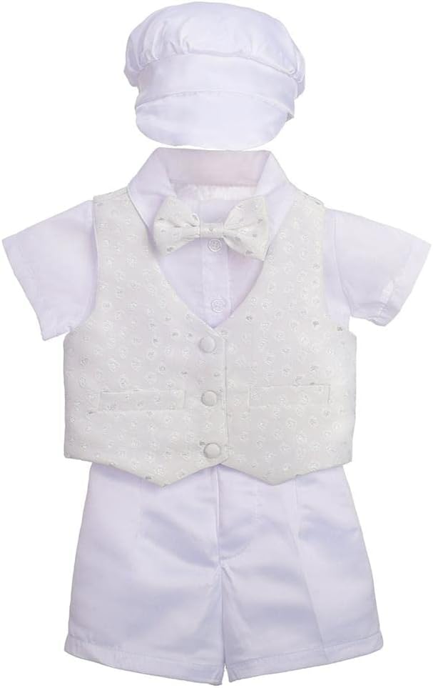 Lito Angels Baby Boys Christening Outfit & Bonnet Baptism Wedding Suit 4pcs Set