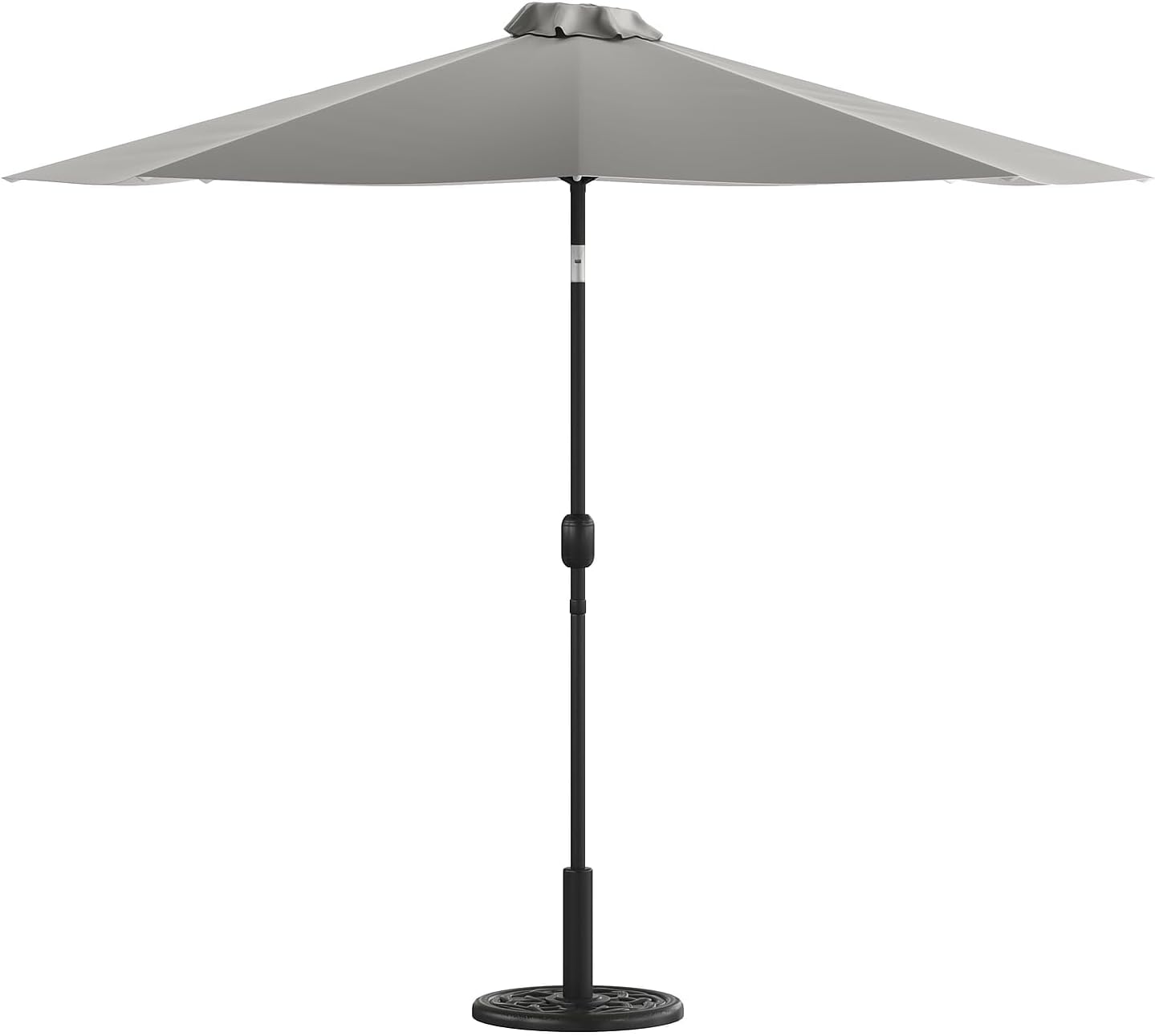 Flash Furniture Sunny Gray 9 FT Round Umbrella with Crank and Tilt Function and Standing Umbrella Base