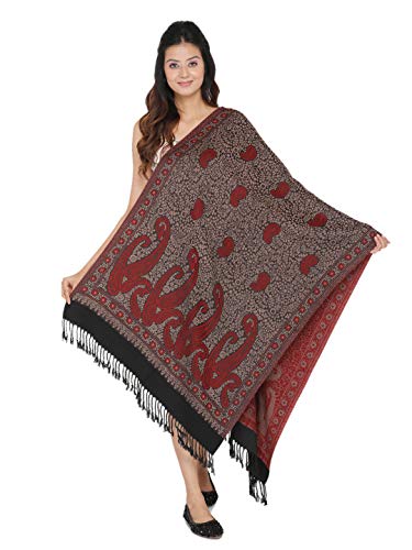 Image of KRITI Paisley Design Woollen Beige Color Shawl For Women