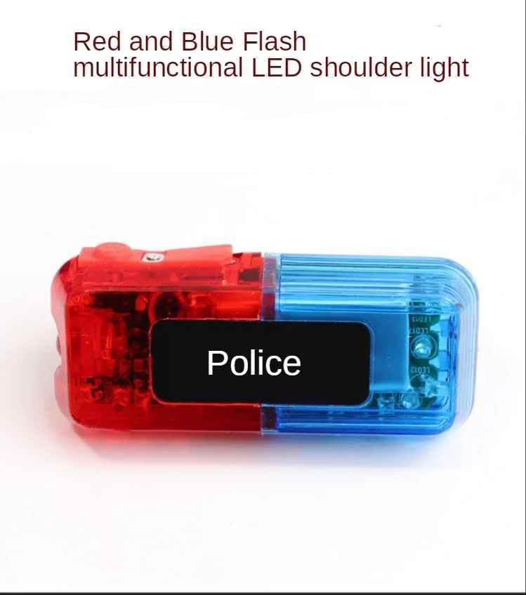 Image of MatLogix Red And Blue Multifunction Police LED Flash Light | Waterproof | Traffic Safety Shoulder Light For Person and Car | Manual Control | Built-in Battery |