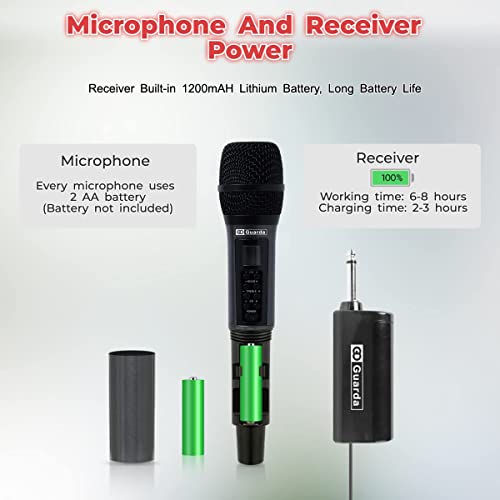 Wireless Microphone, Gd Guarda Us-88 Pro, Mic With Echo, Treble & Volume Control, Uhf Handheld Dynamic Microphone With Rechargeable Receiver For Singing Karaoke Speech #TOP7