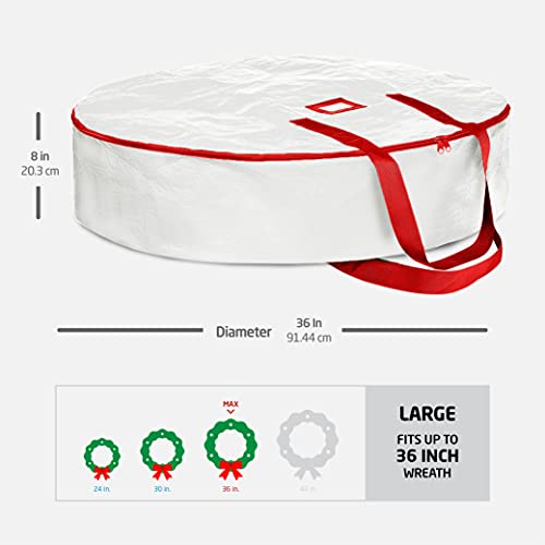 image for ZOBER Christmas Wreath Storage Bag - Water Resistant Fabric Storage Du