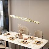Kronleuchter modernes Restaurant LED lange lineare Kristall Pendelleuchten goldene dimmbare Hängelampe mit Fernbedienung kreative Persönlichkeit Deckenbeleuchtung Esstisch Schlafzimmer Küche Bar(Größe