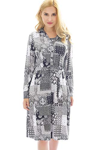 Bearsland Women's Maternity Nursing Dresses Long Sleeve Comfy Breastfeeding Dress with Pockets